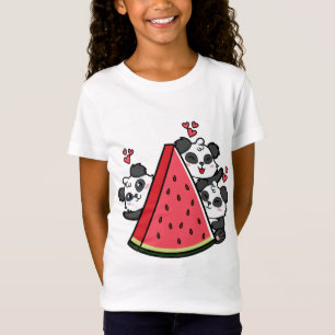 Camiseta Fatia de Fruta de Verão do Panda Bear Watermelon L