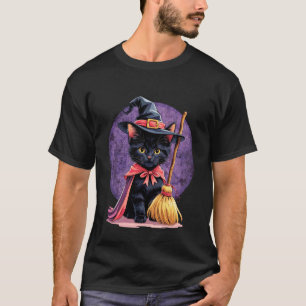 Camiseta Fatia de Gato de Halloween Fantasia de Bruxa & Est