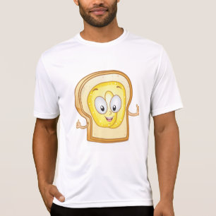 Camiseta Fatia de Pão Tostado Feliz Kawaii com Manteiga