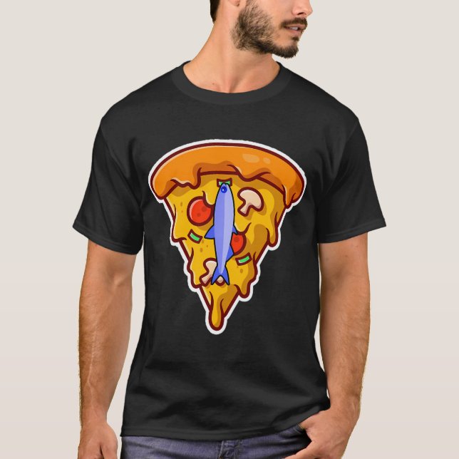 Camiseta fatia de pizza com anchova  (Frente)