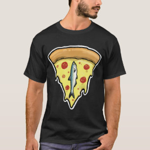 Camiseta fatia de pizza com anchova, sem abacaxi na pizza