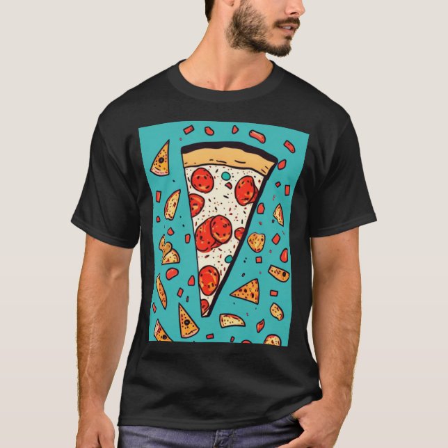 Camiseta Fatia de Pizza Cuta - Ilustração do Estilo de Cart (Frente)