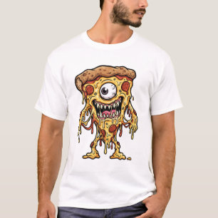 Camiseta Fatia de Pizza de Monstro Engraçado Personagem de 