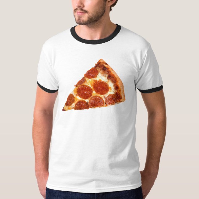 Camiseta Fatia de pizza de pepperoni clássica da SlipperyJo (Frente)