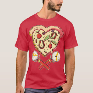 Camiseta Fatia de Pizza em Forma de Coração com Cutters