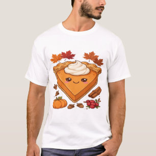Camiseta Fatia de Torta de Abóbora Kawaii Fofa com Creme Ch