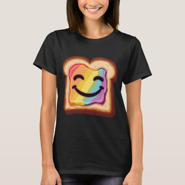 Camiseta Fatia sorridente LGBTQ de torrada cortada com vibr (Frente)