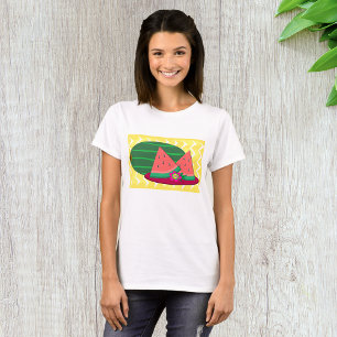 Camiseta Fatias de Melancia de Verão e Flor Tropical