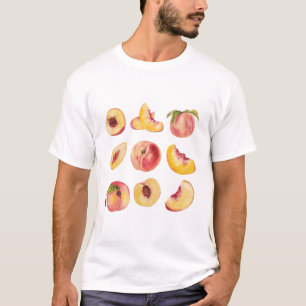 Camiseta Fatias de Pêssego Frescas e Coloridas em Aquarela