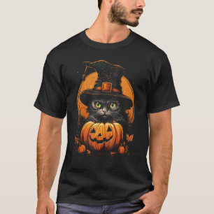 Camiseta Fato de Abóbora de Gato de Halloween Temporada Ass