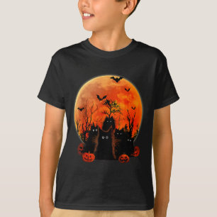 Camiseta Fato de Abóbora de Halloween de Gato Preto Retrô P