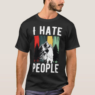 Camiseta Fato de acampamento vintage do urso diz que odeio 