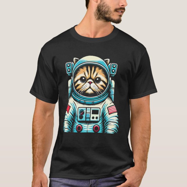 Camiseta Fato de Astronauta de Gato Persa (Frente)