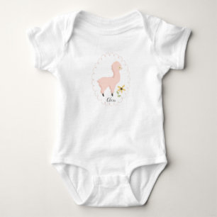Camiseta Fato de bebê Llama, cor-de-rosa, personalizável