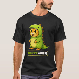 Camiseta Fato de Cat Meowysaurus Dinossauro Trex Mãe Pai Cr