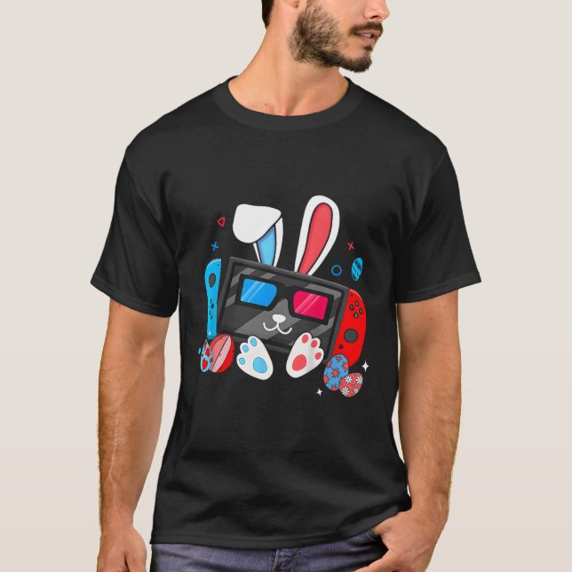 Camiseta Fato de Coelho de Ovos de Video Game Dia de Páscoa (Frente)