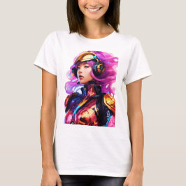 Camiseta Fato de espaço apertado vestido por uma mulher