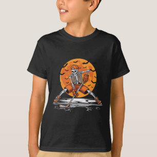 Camiseta Fato de Esqueleto de Hóquei no Gelo Engraçado Hall