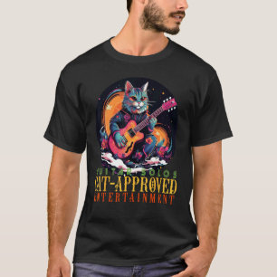 Camiseta Fato de Gato Guitarrista Engraçado para Meninos e