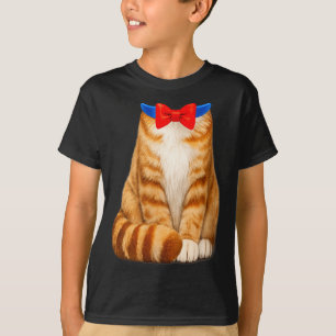 Camiseta Fato de gato laranja para mulheres com laço tabby