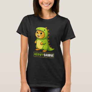 Camiseta Fato de Gato Meowysaurus Dinossauro Trex Mãe Pai C