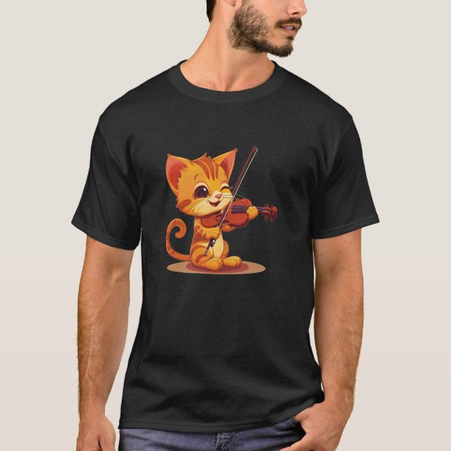 Camiseta Fato de Gato Tocando Violino (Frente)