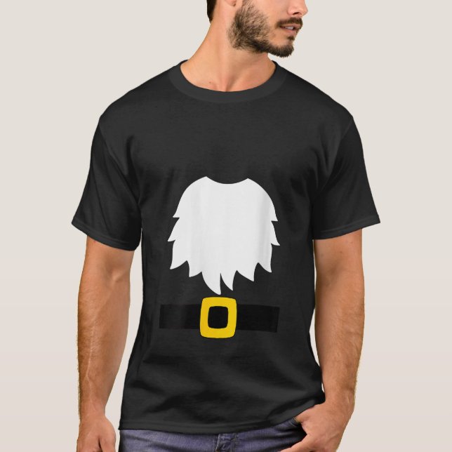 Camiseta Fato de Gnome de Jardim Barba Branca e Cinto com F (Frente)