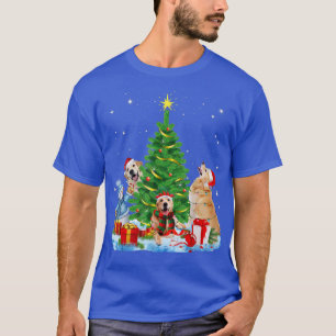 Camiseta Fato de Golden Retriever Roupa de Papai Noel com L