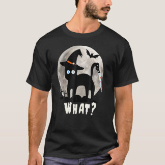 Camiseta Fato de Halloween de Gato Preto Assustador Vintage