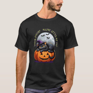 Camiseta Fato de Halloween de Gato Preto Feitiçaria Funny P