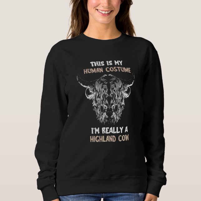 Camiseta Fato de Humano de Vaca das Terras Altas Escocesas  (Frente)