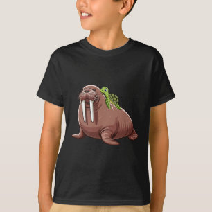 Camiseta Fato de Morsa Montando Tartaruga Amante de Animais