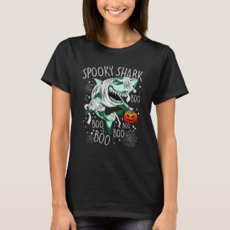 Camiseta Fato de Múmia de Tubarão Retro Feliz Dia das Bruxa