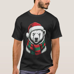 Camiseta Fato de Natal de Urso Polar com Chapéu e Cachecol