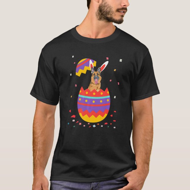 Camiseta Fato de Orelhas de Coelho Ovos Dia de Páscoa Fofa  (Frente)