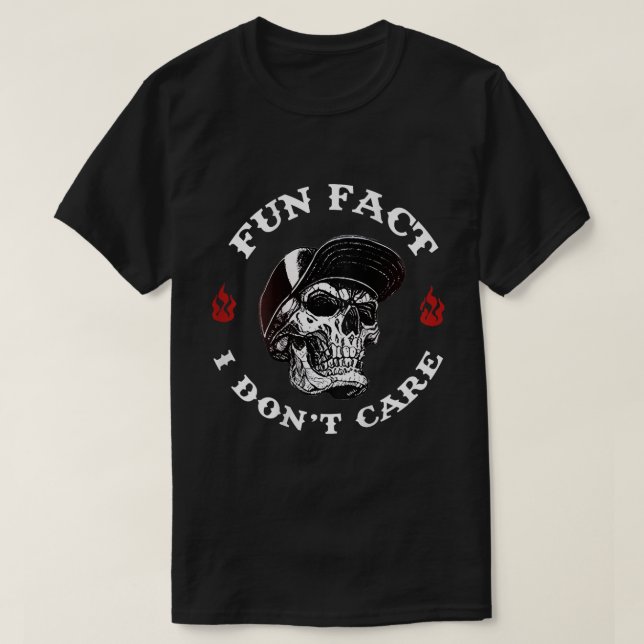 Camiseta Fato divertido Não me importo com esqueleto (Frente do Design)