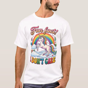 Camiseta Fato Divertido Não Me Importo Unicórnio Arco-Íris
