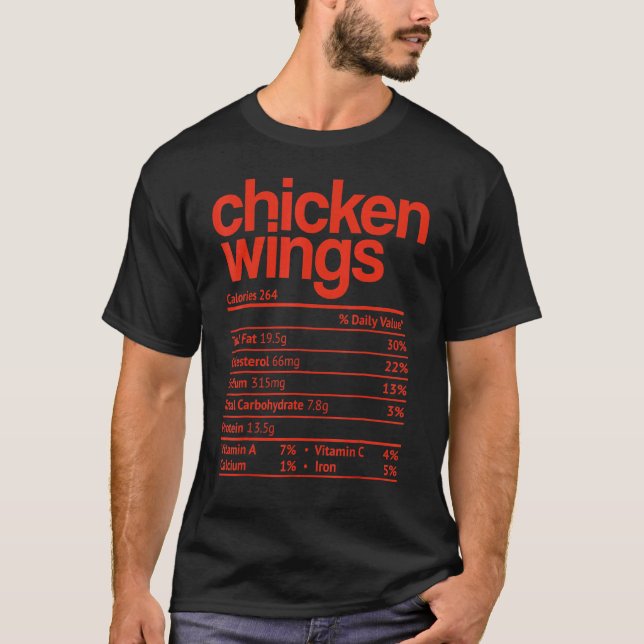 Camiseta Fato Nutricional de Asas de Frango Dia de Ação de  (Frente)