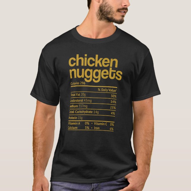 Camiseta Fato Nutricional de Nuggets de Frango Dia de Ação  (Frente)