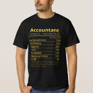 Camiseta fato nutricional do contador, fatos nutricionais