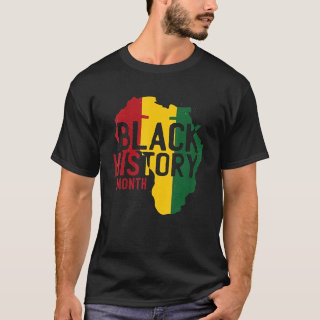 Camiseta Fatos da História Negra Mês da Bandeira Pan-Africa (Frente)