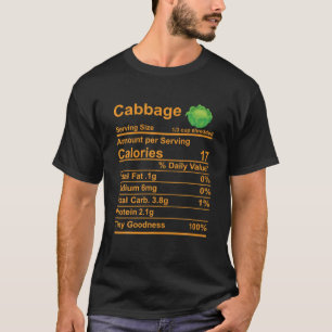 Camiseta Fatos de Comida de Nutrição de Couve Fatos de Ação