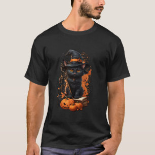Camiseta Fatos de Dia de as Bruxas engraçado de Gato Cortad
