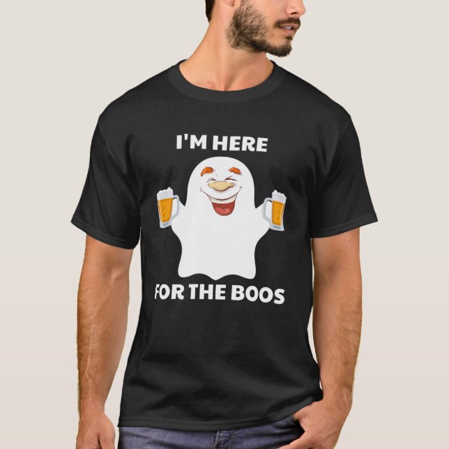 Camiseta Fatos de Halloween Estou aqui para beber cerveja (Frente)