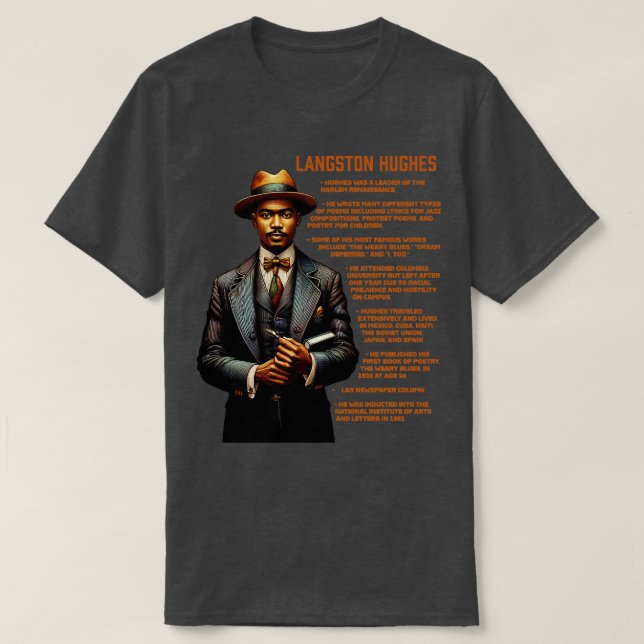 Camiseta Fatos de Langston Hughes (Frente do Design)