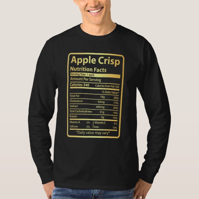 Camiseta Fatos De Nutrição Crises Da Apple Para O Dia De Aç (Frente)