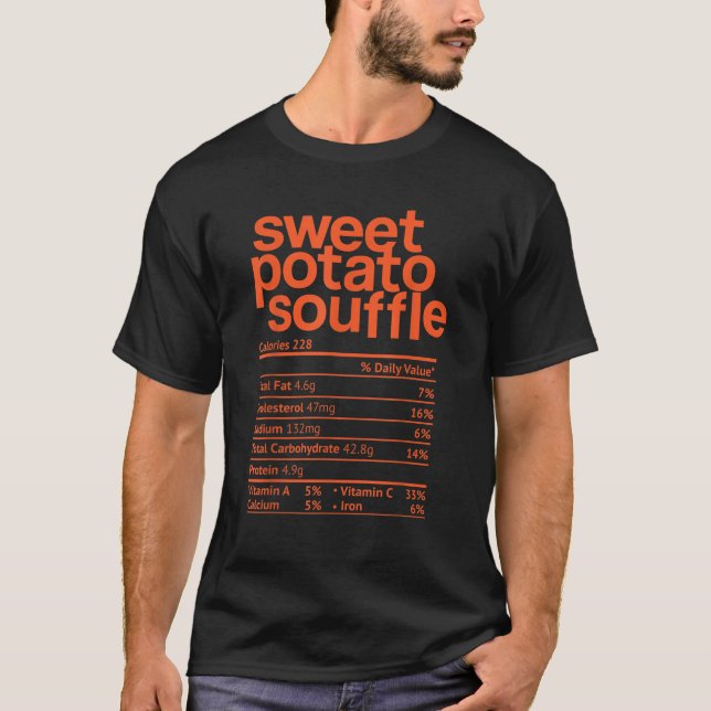 Camiseta Fatos De Nutrição De Almofadas De Batata Doce (Frente)