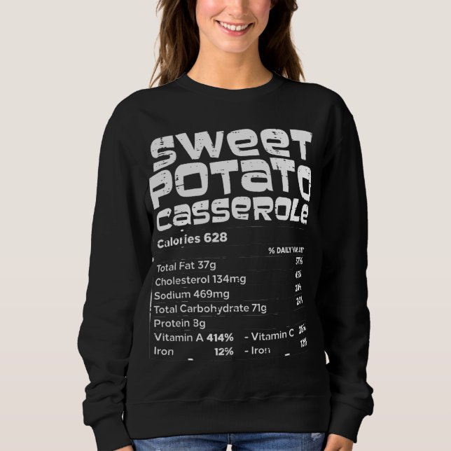 Camiseta Fatos De Nutrição De Batata Doce Correspondentes A (Frente)