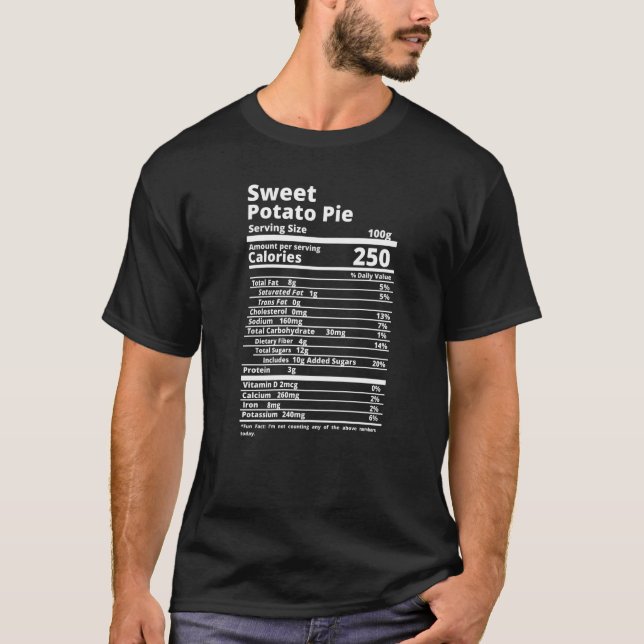 Camiseta Fatos de Nutrição de Batata Doce Fatos Comida Ação (Frente)