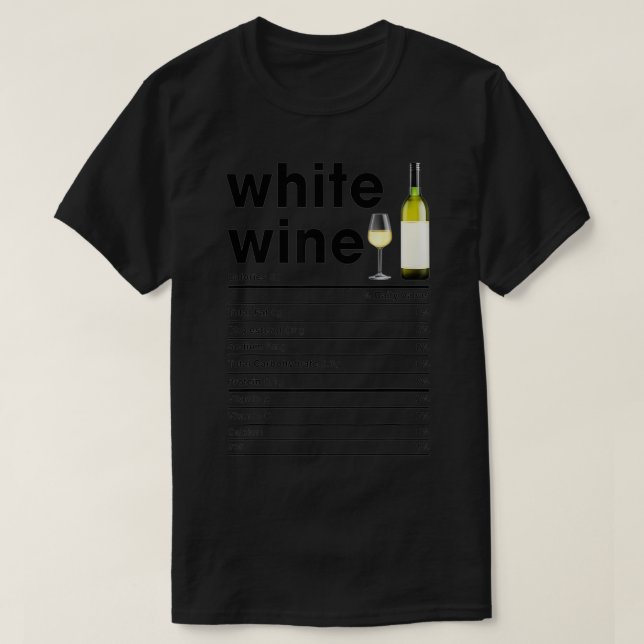 Camiseta Fatos de Nutrição de Vinho Branco (Frente do Design)